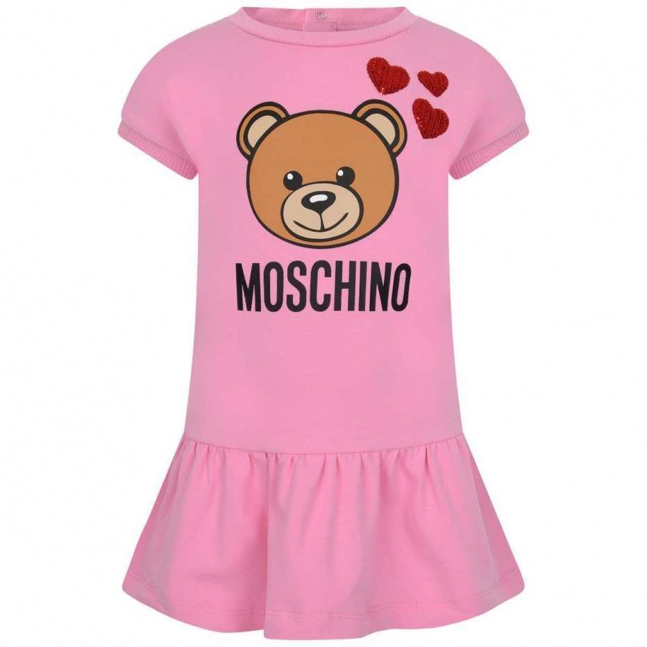 Baby Girls Pink Teddy Cotton Dress