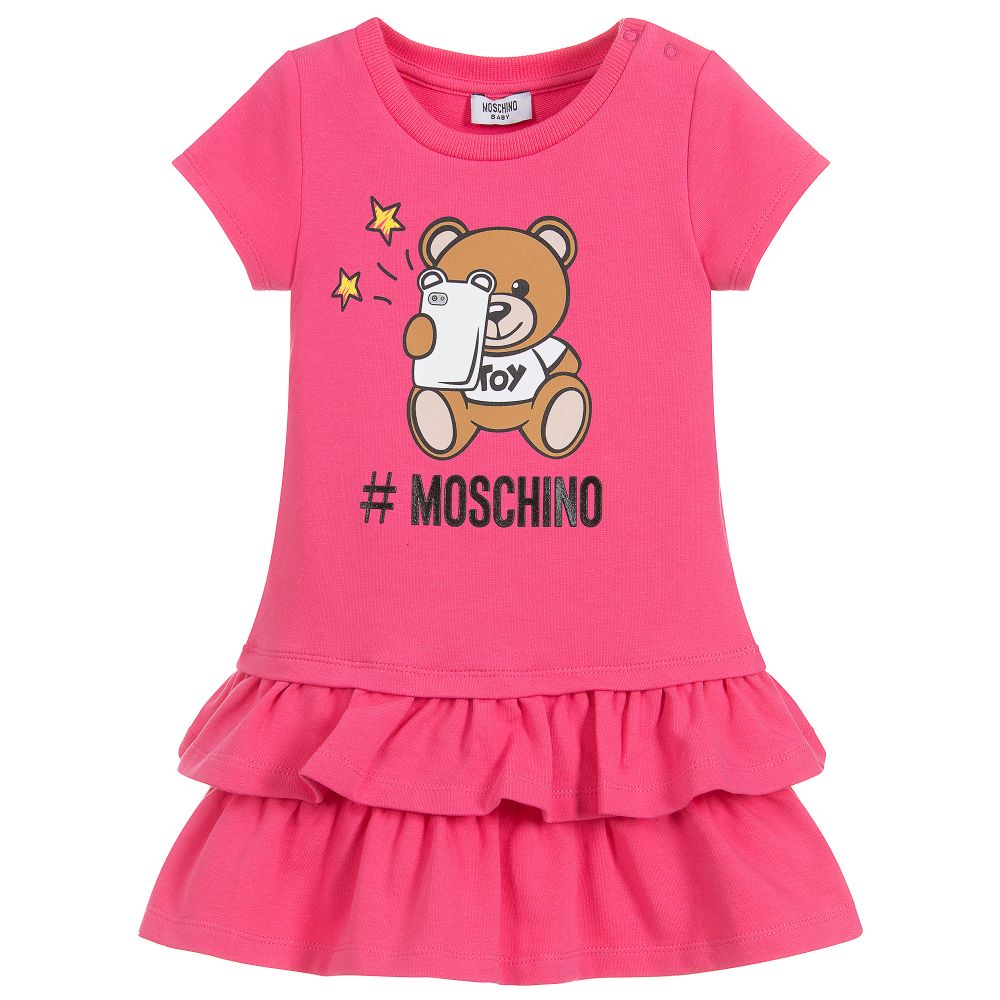 Baby Girls Pink Teddy Cotton Dress