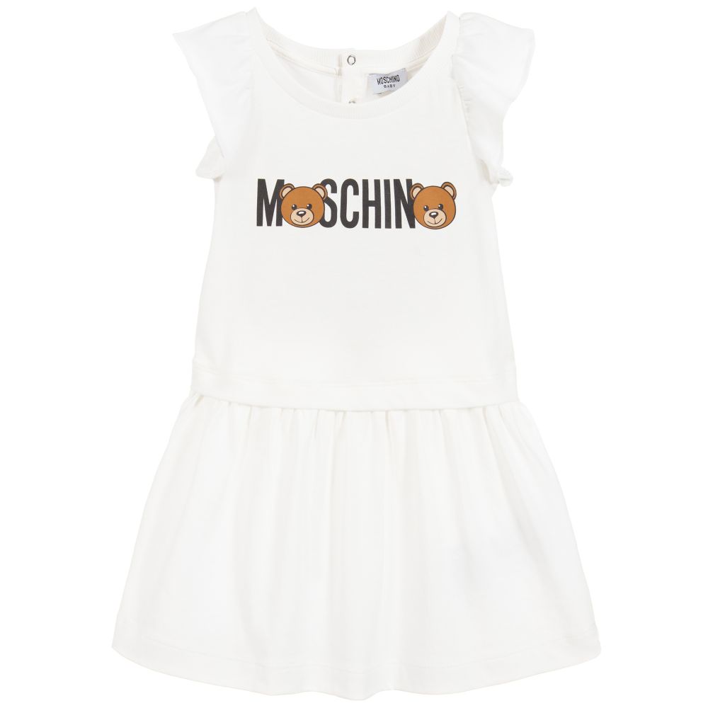 Baby Girls Ivory Teddy Cotton Dress
