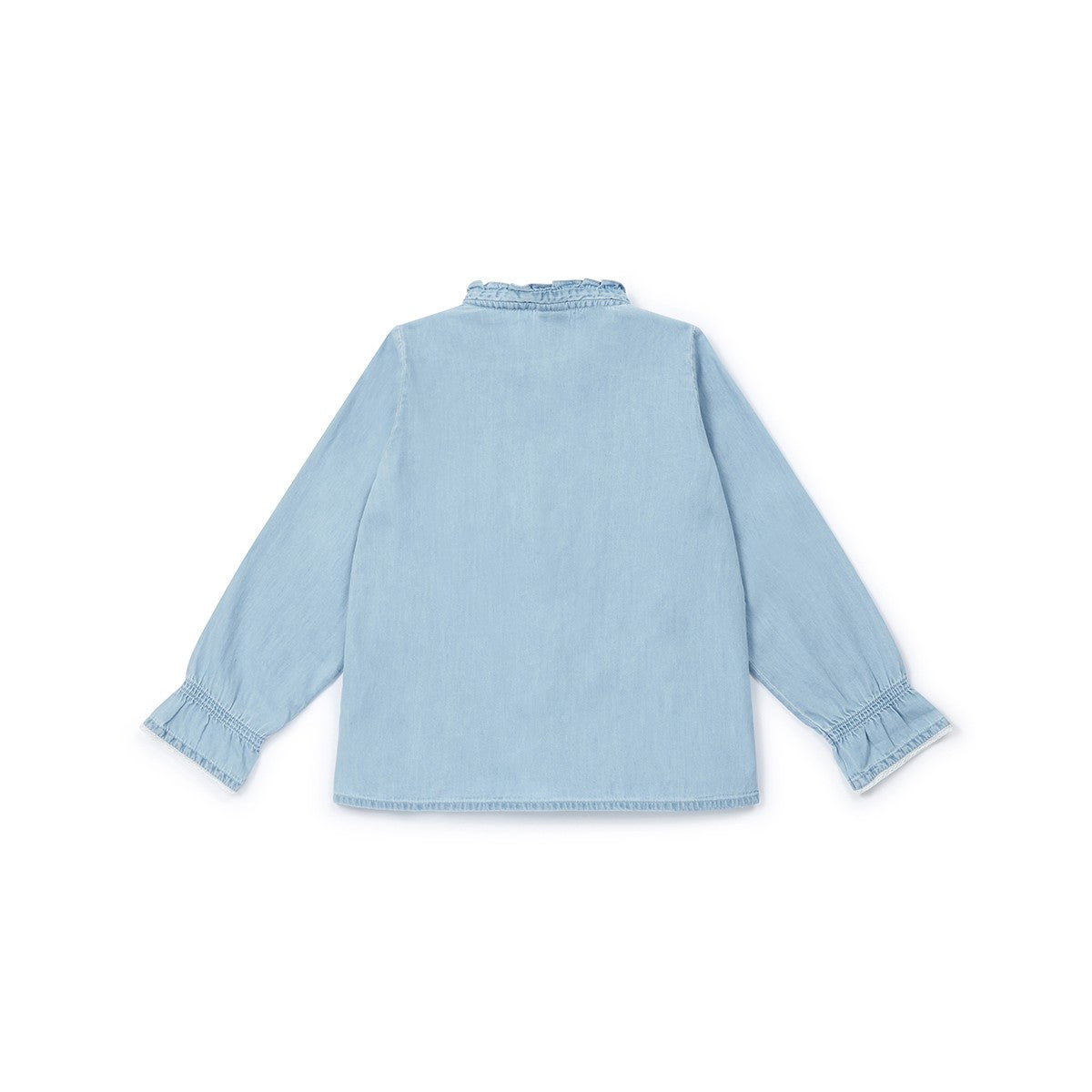 Girls Light Blue Lace Cotton Shirt