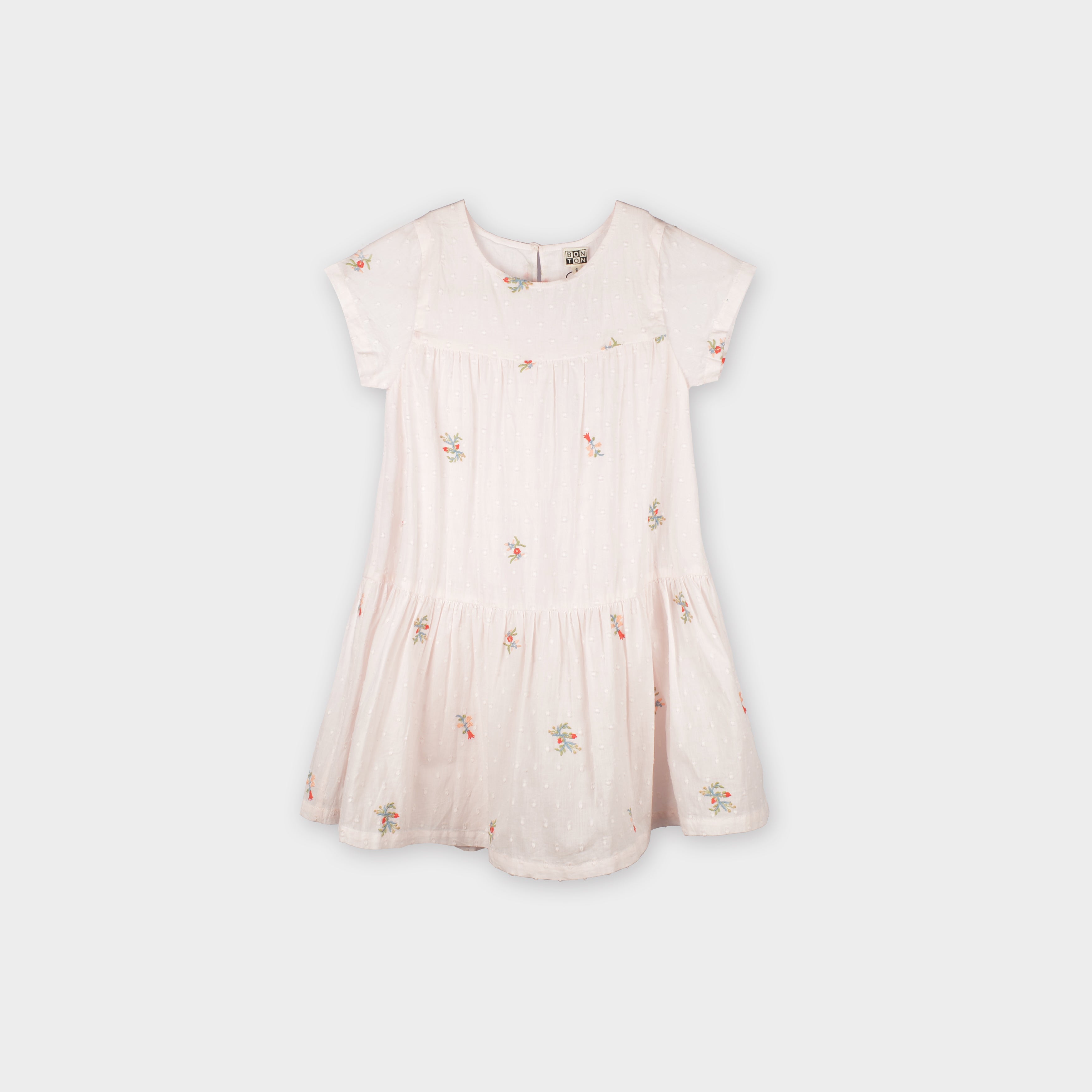 Girls Pink Embroidered Cotton Dress