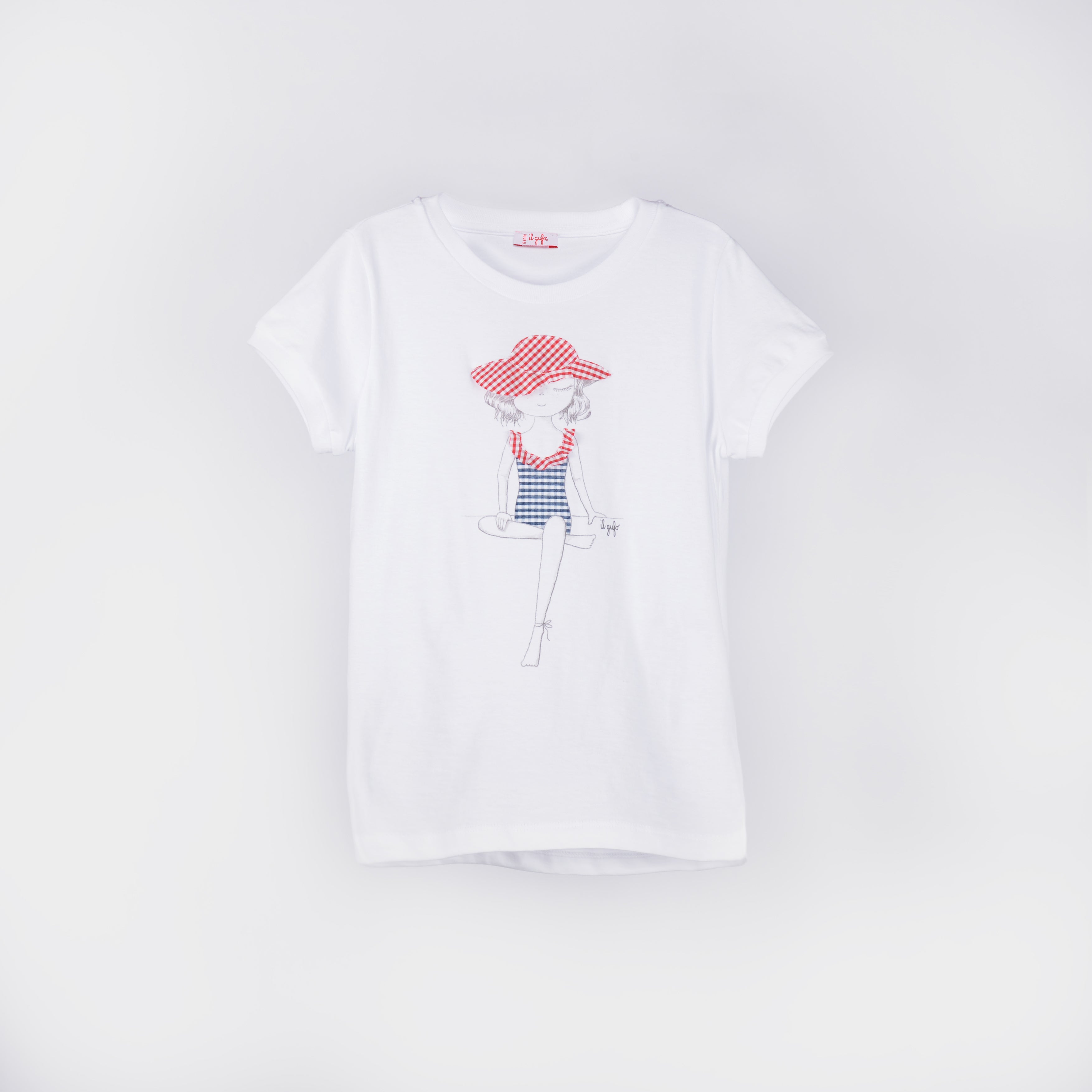 Girls White Cotton T-shirt