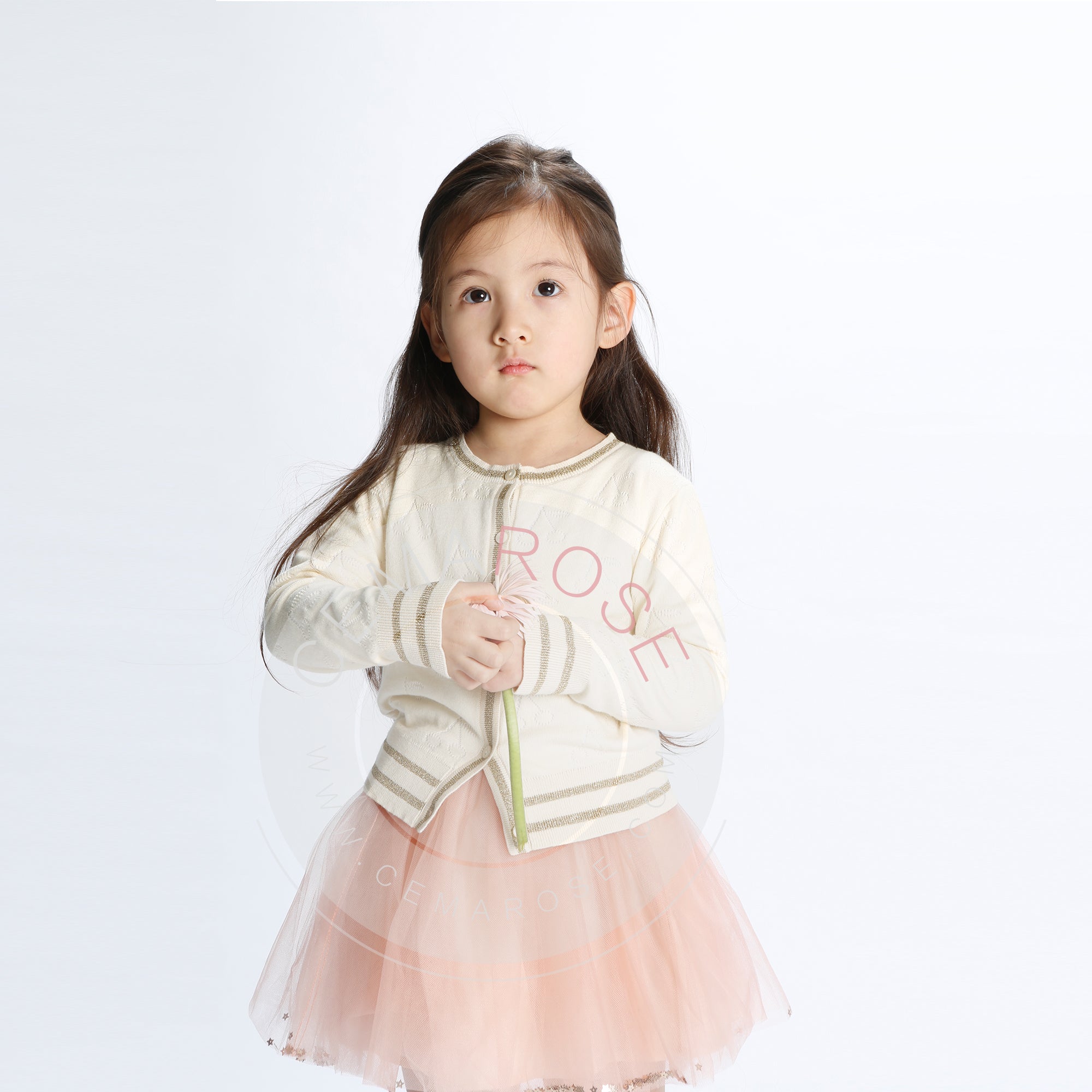 女童姜黄色针织开衫