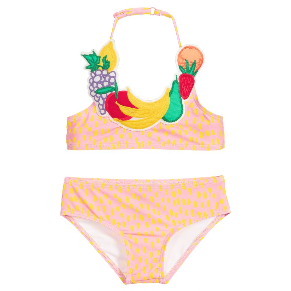 Girls Pink Painted Dots Swimsuit