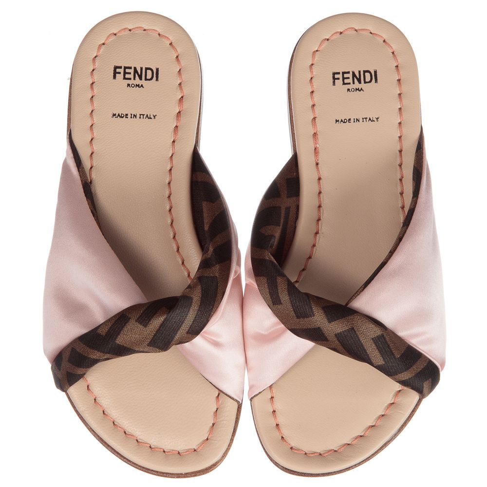 Girls Pink "FF" Logo Sandals