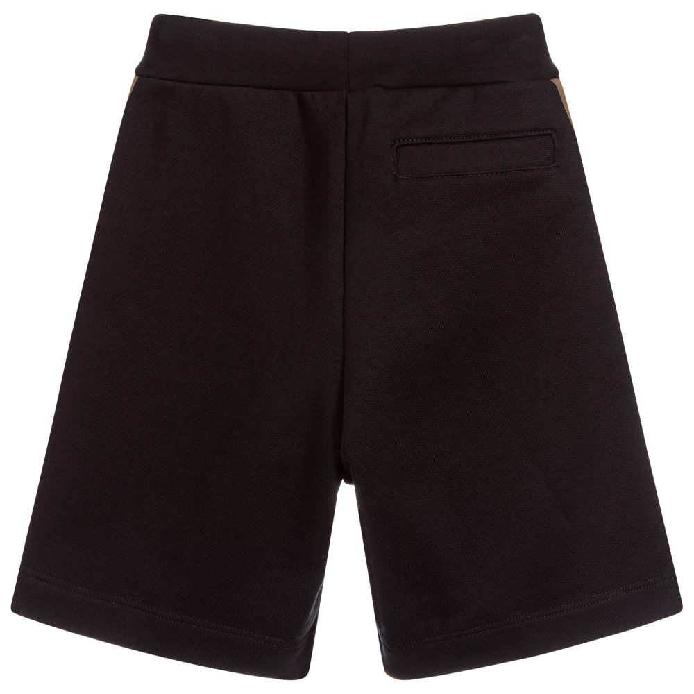 Boys Black "FF" Logo Shorts