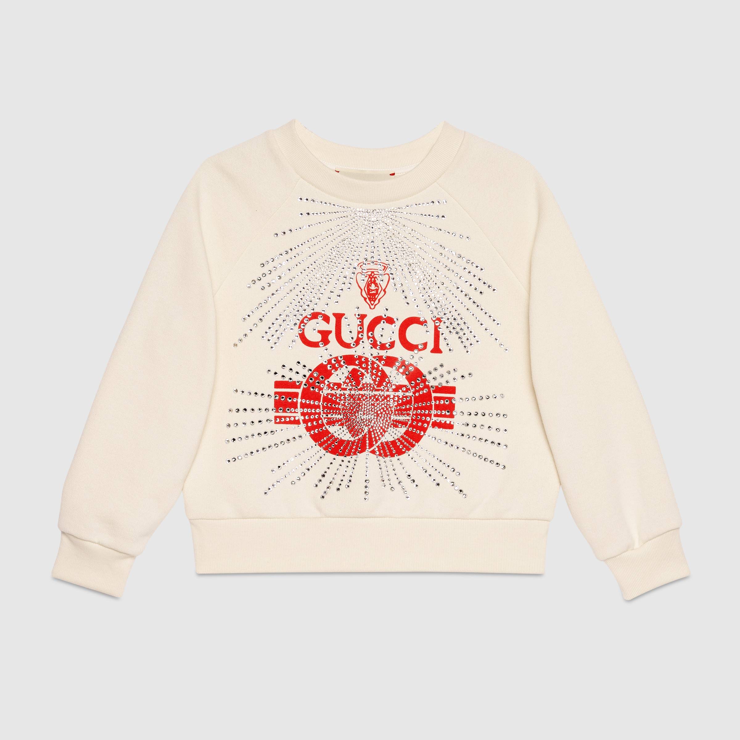 Girls Rice White & Red Cotton Sweatshirt