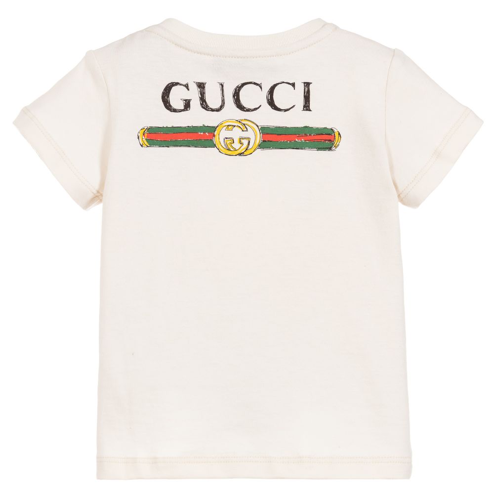Baby Girls Ivory & Yellow Cotton T-shirt