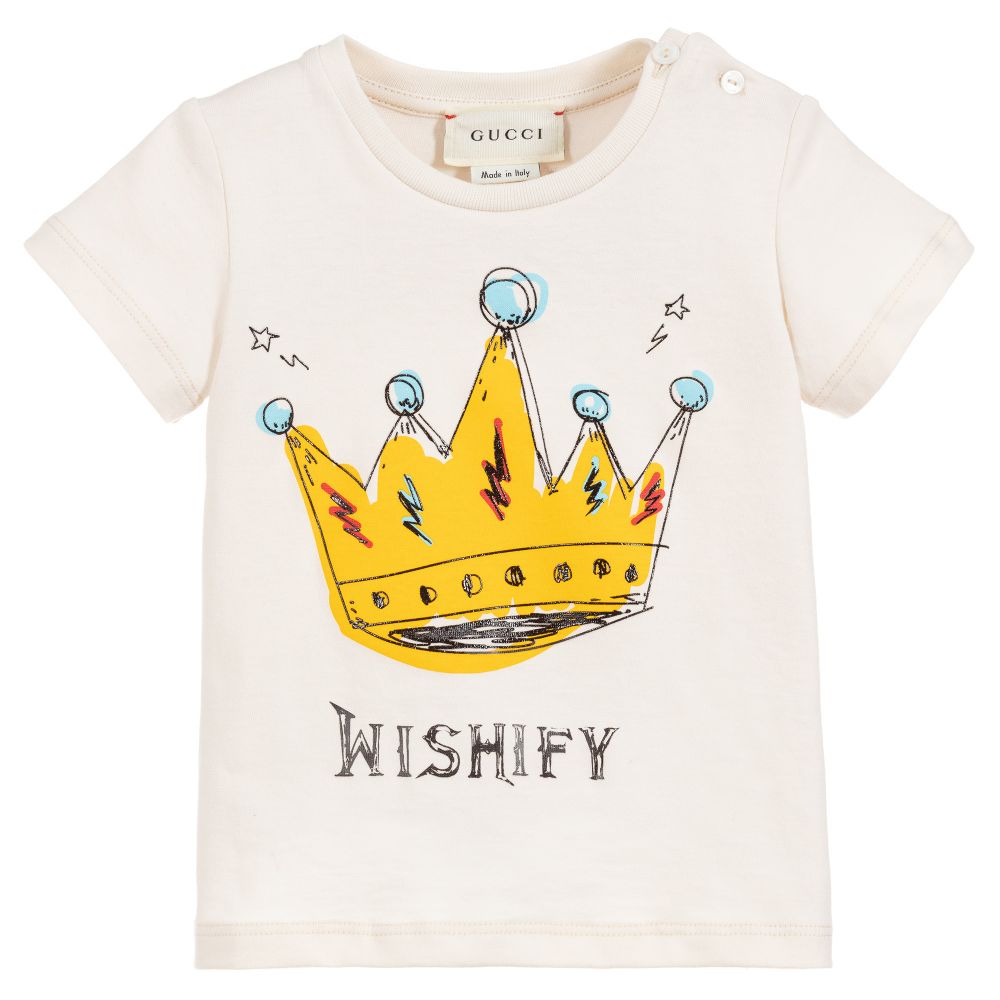 Baby Girls Ivory & Yellow Cotton T-shirt