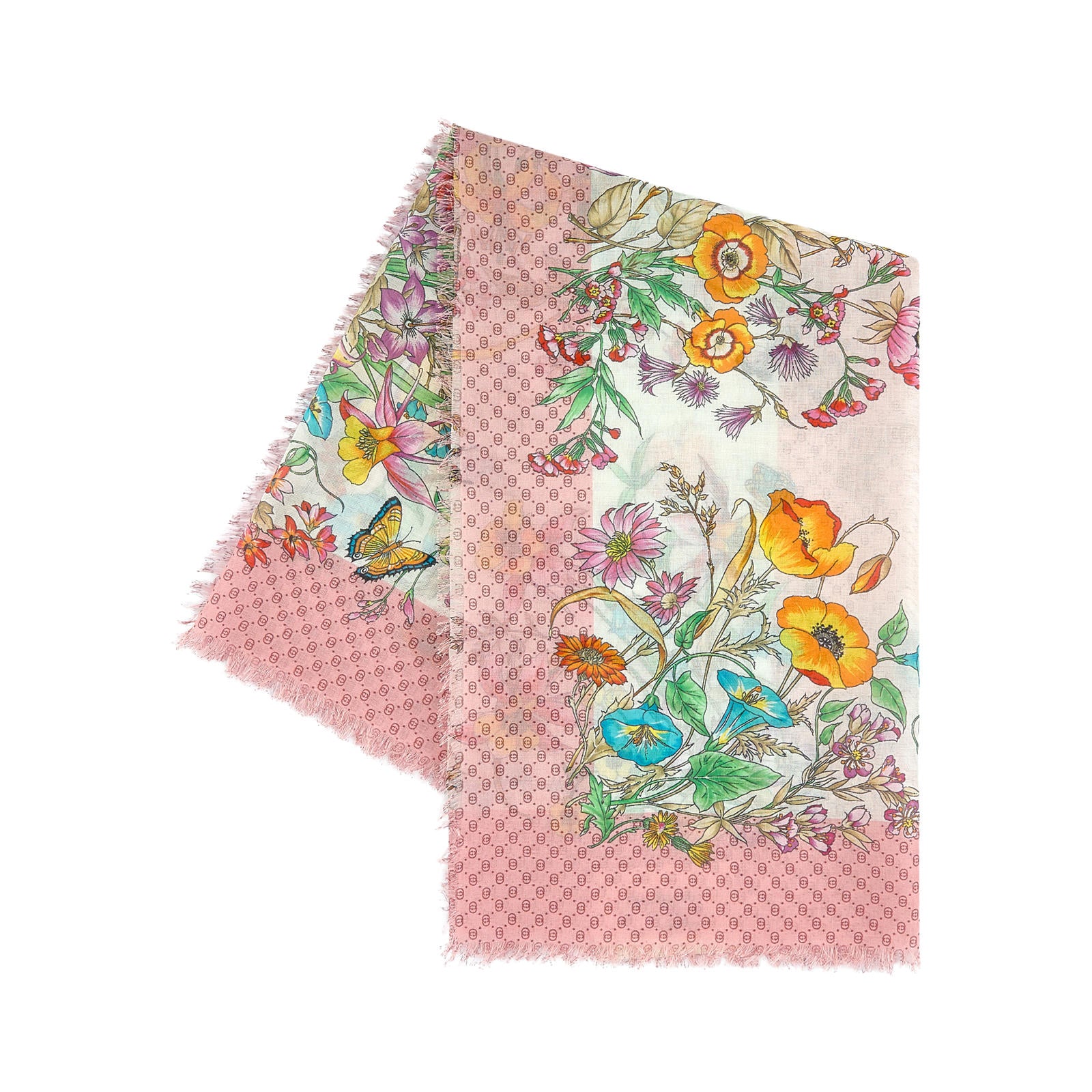 Girls Pink & Ivory Flowers "80X80CM" Scarves