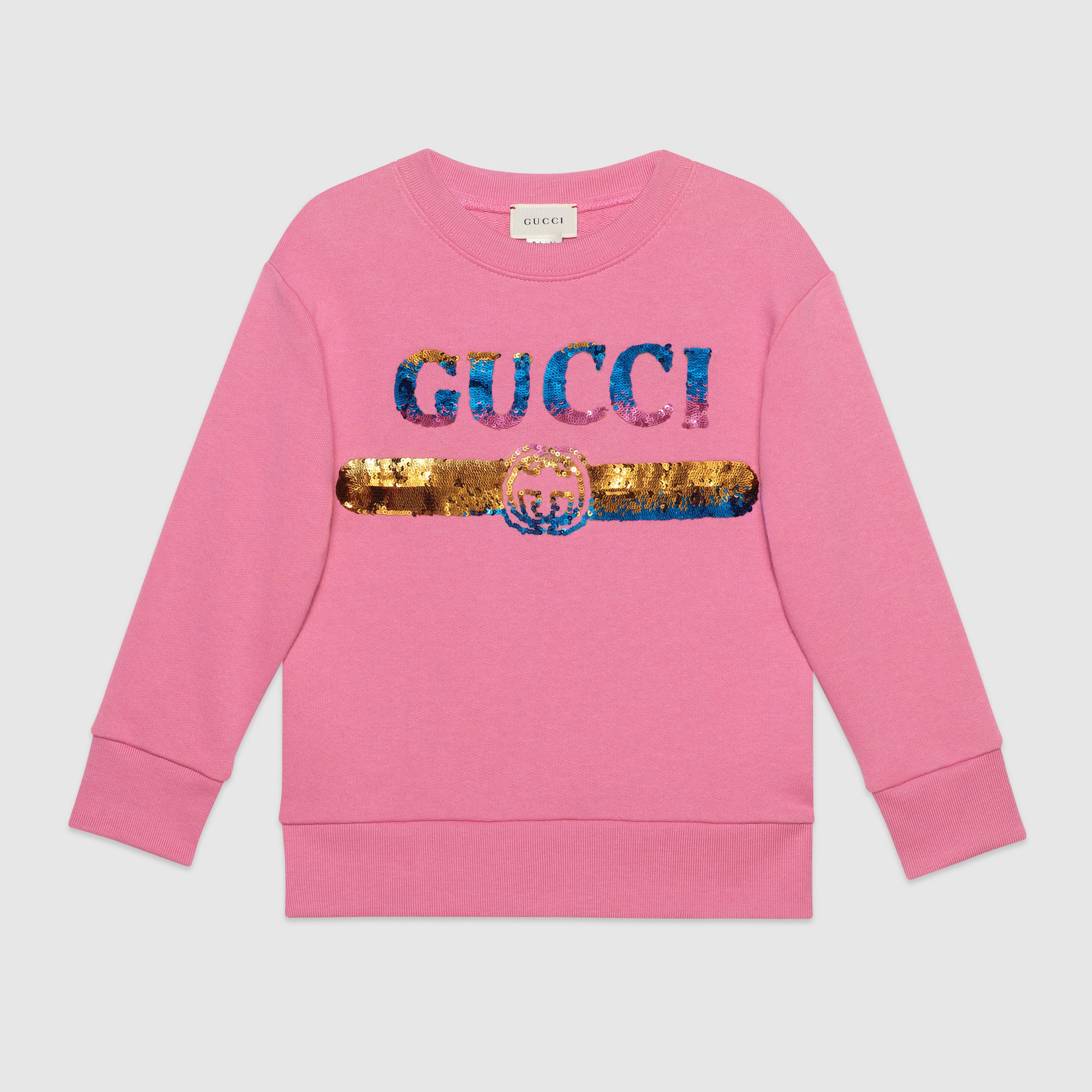 Girls Pink Logo Cotton Sweatshirt