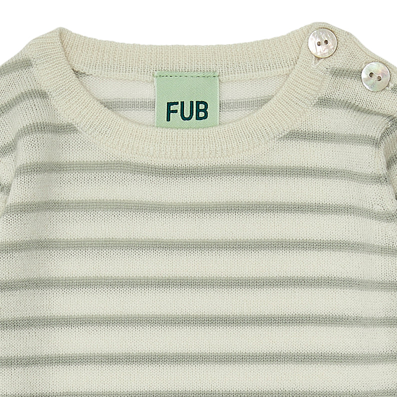Baby Boys & Girls Light Green Stripes Wool Babysuit