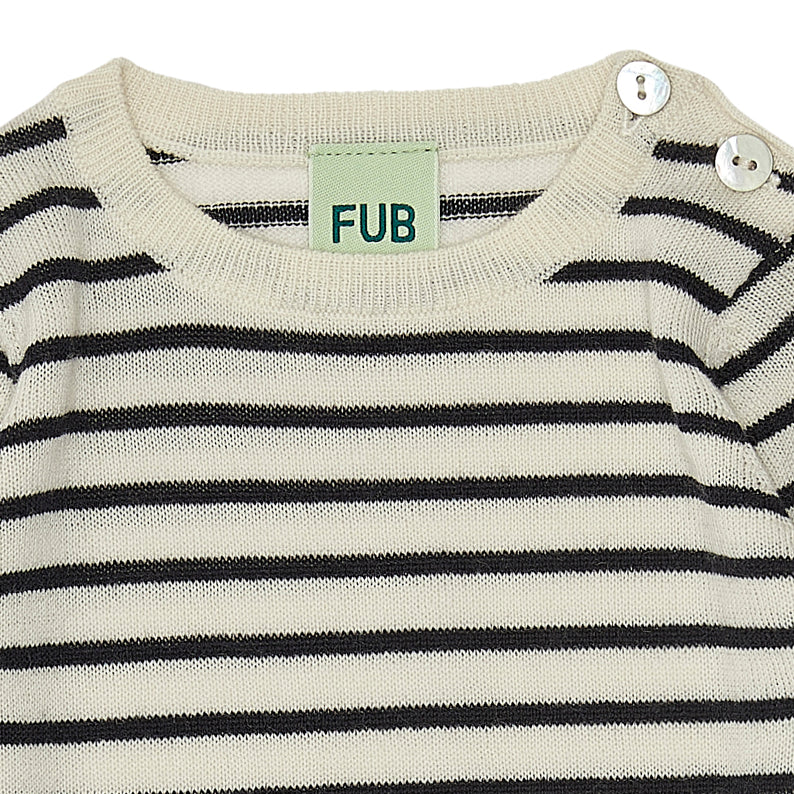 Baby Boys & Girls White Stripes Wool Babysuit