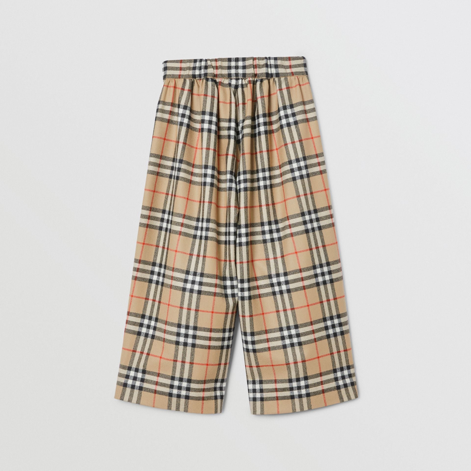 Girls Archive Beige Check Wool Trousers