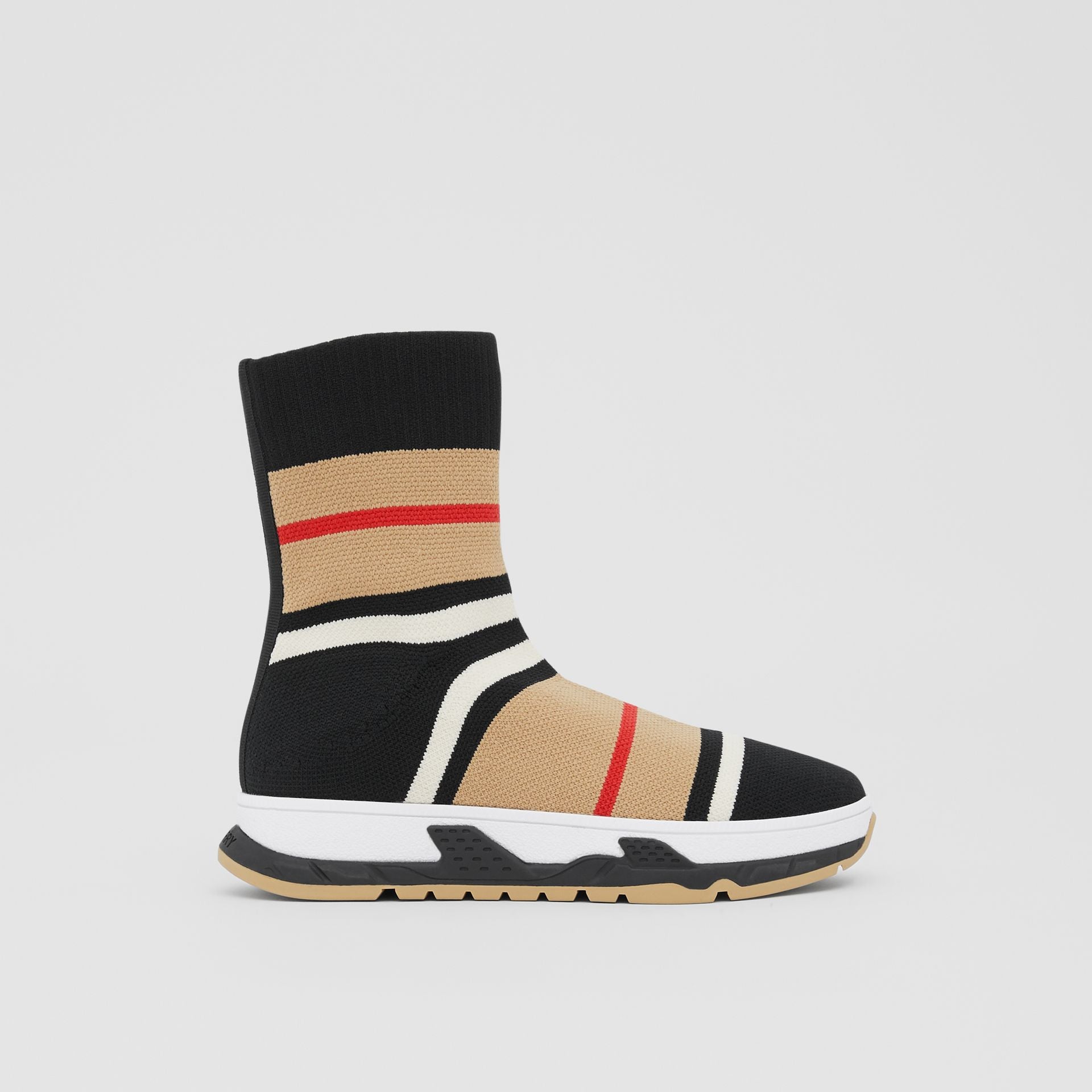 Girls Black Striped Knit Socks Shoes