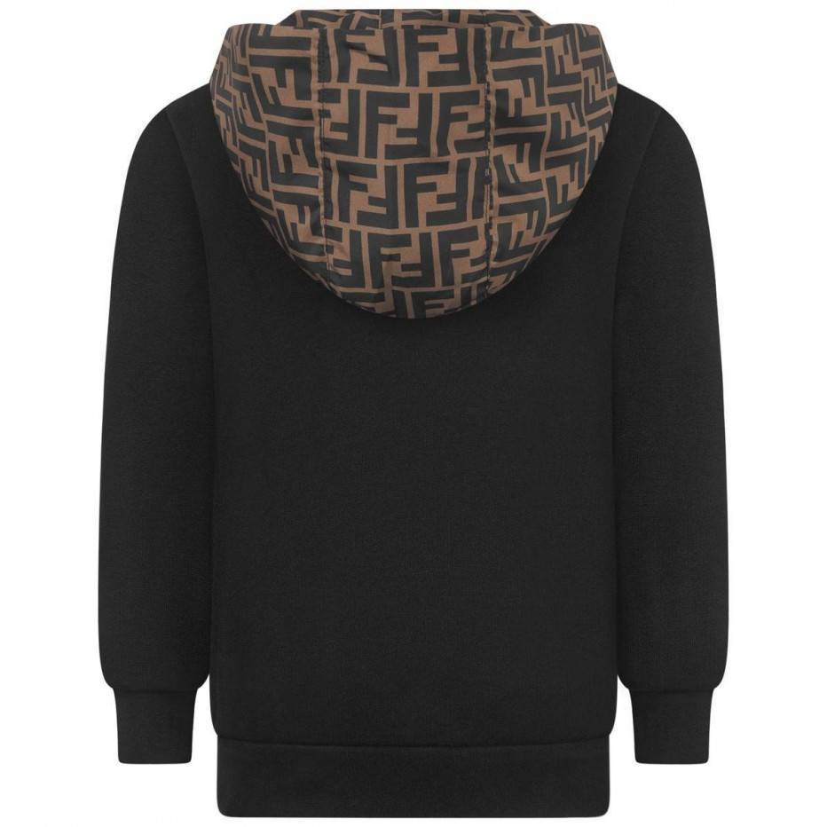 Boys Black Hooded Cotton Sweatshirt