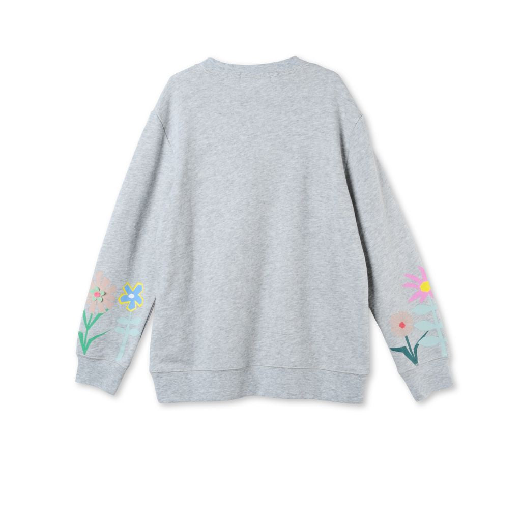 Girls Grey Graphic Flowers Betty Sweatshirt - CÉMAROSE | Children's Fashion Store - 2