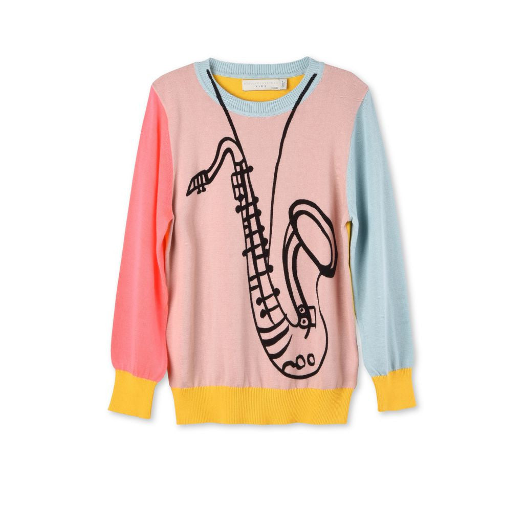 Girls Multicolor Saxophone Print Lucky Jumper - CÉMAROSE | Children's Fashion Store - 1