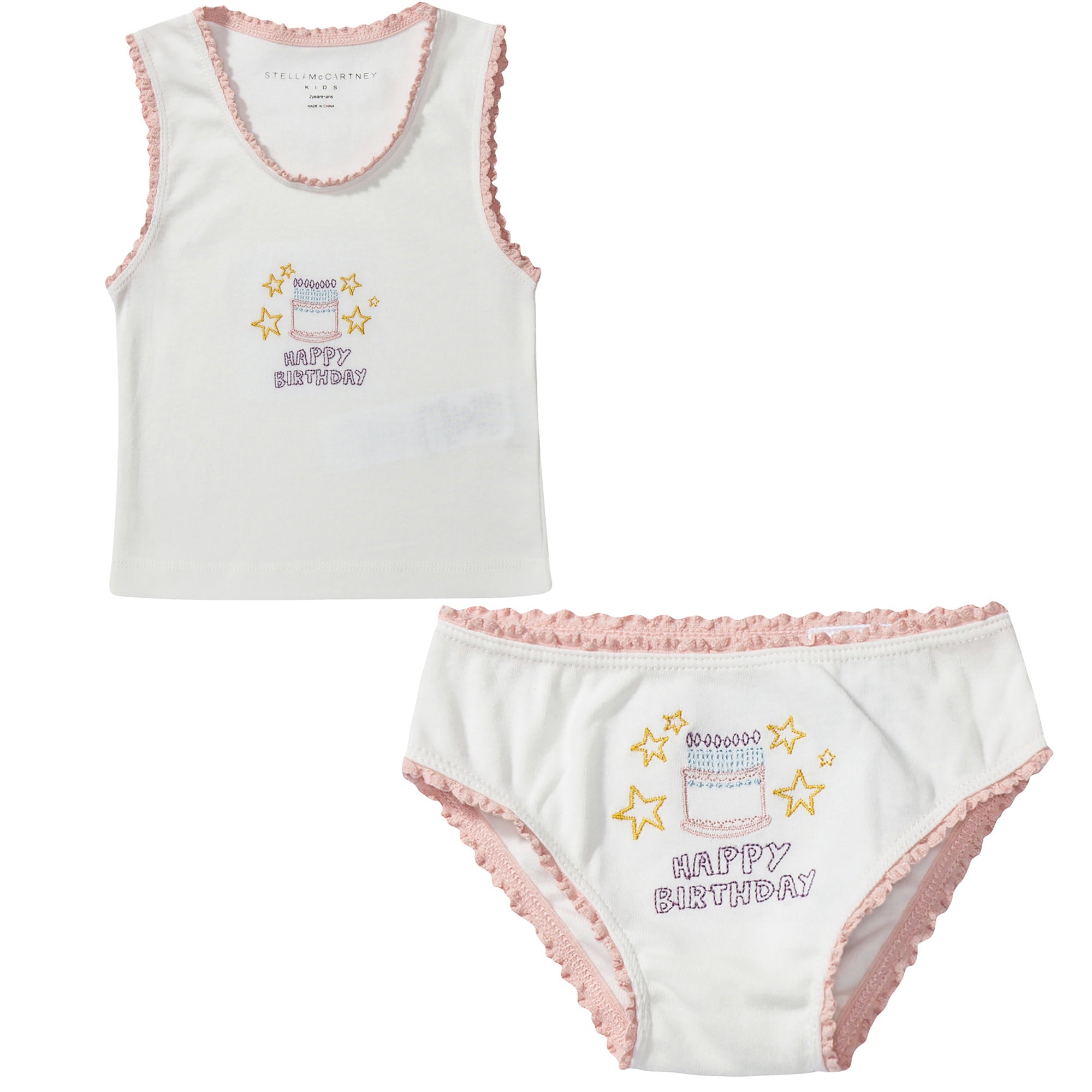 Girls White Organic Cotton Cake Vests Gift Set