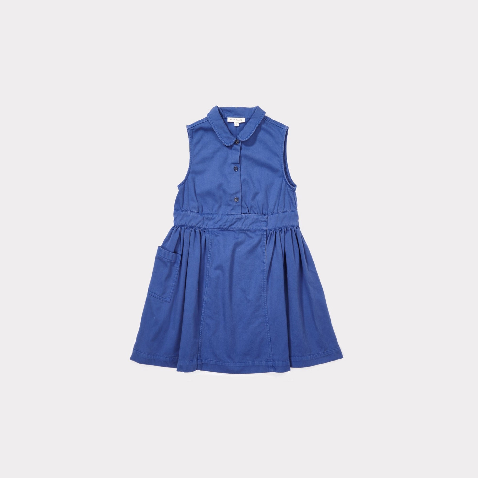 Girls Electric Blue Cotton Woven Dress
