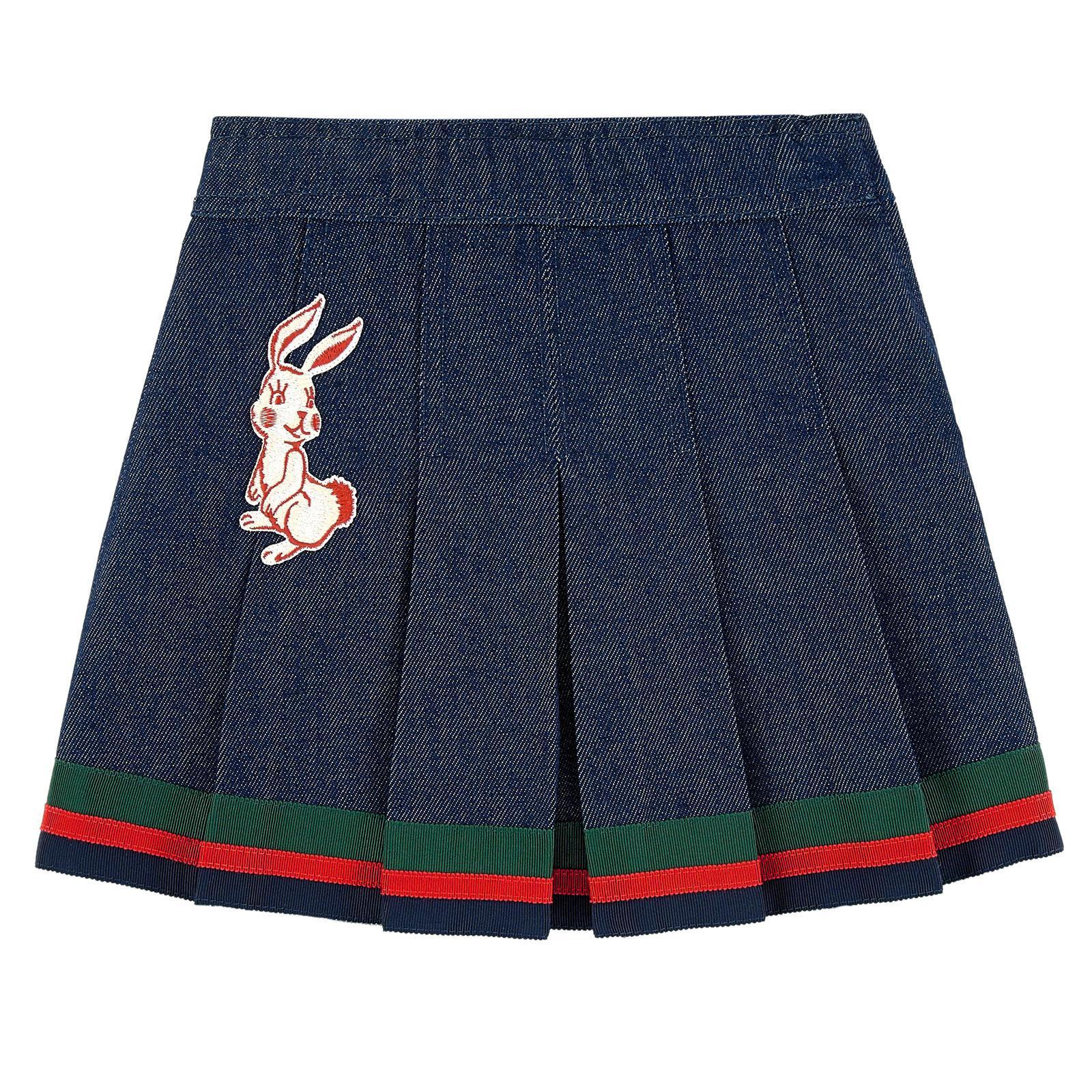 Girls Dark Blue Cotton Skirt