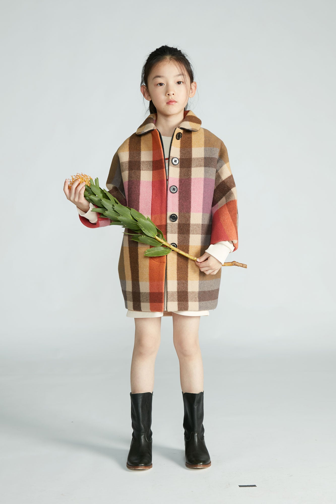 Girls Coral Pink Wool Coat