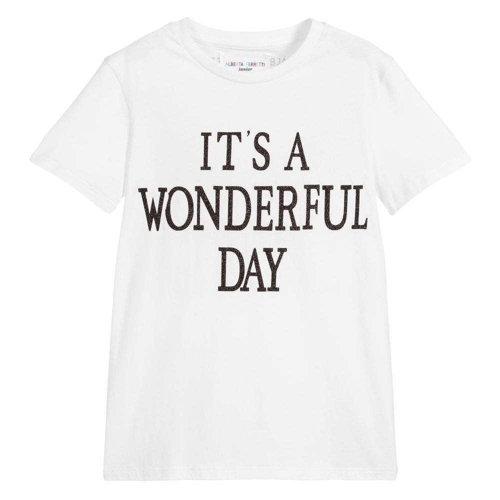 Girls White Logo Cotton T-shirt