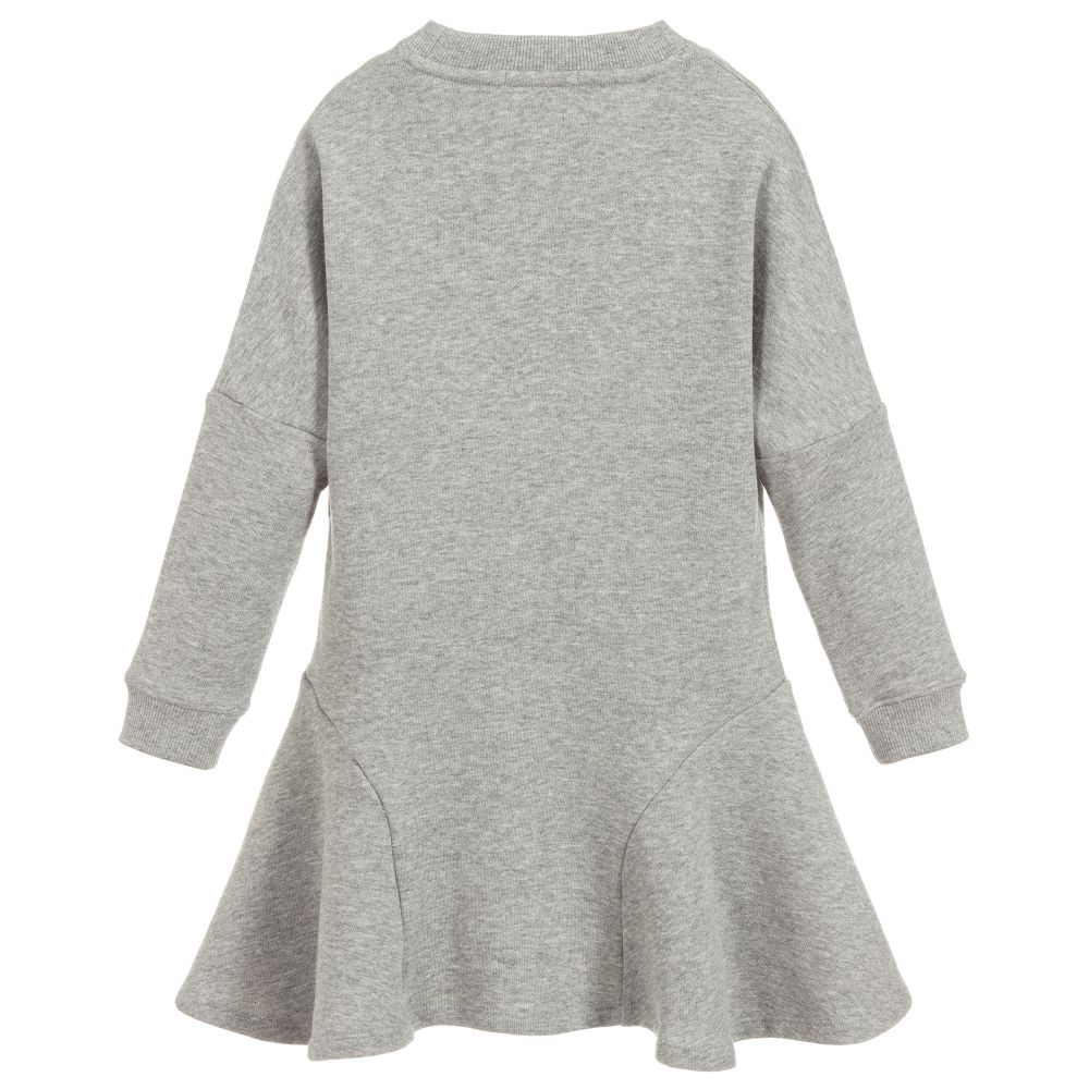 Girls Grey Logo Cotton Dress
