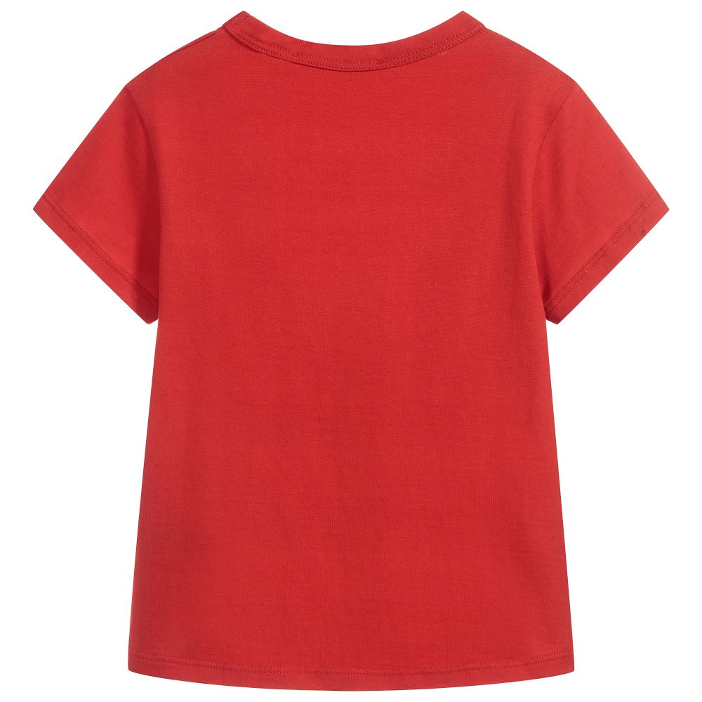 Girls Bright Red Logo Cotton T-shirt