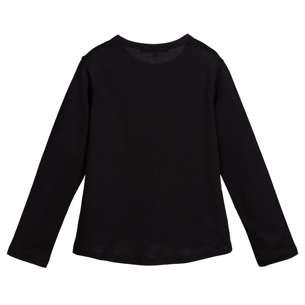 Girls Black Logo Cotton T-shirt