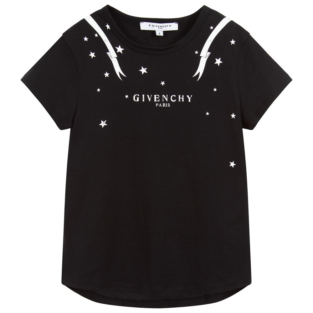 Girls Black Star Cotton T-shirt