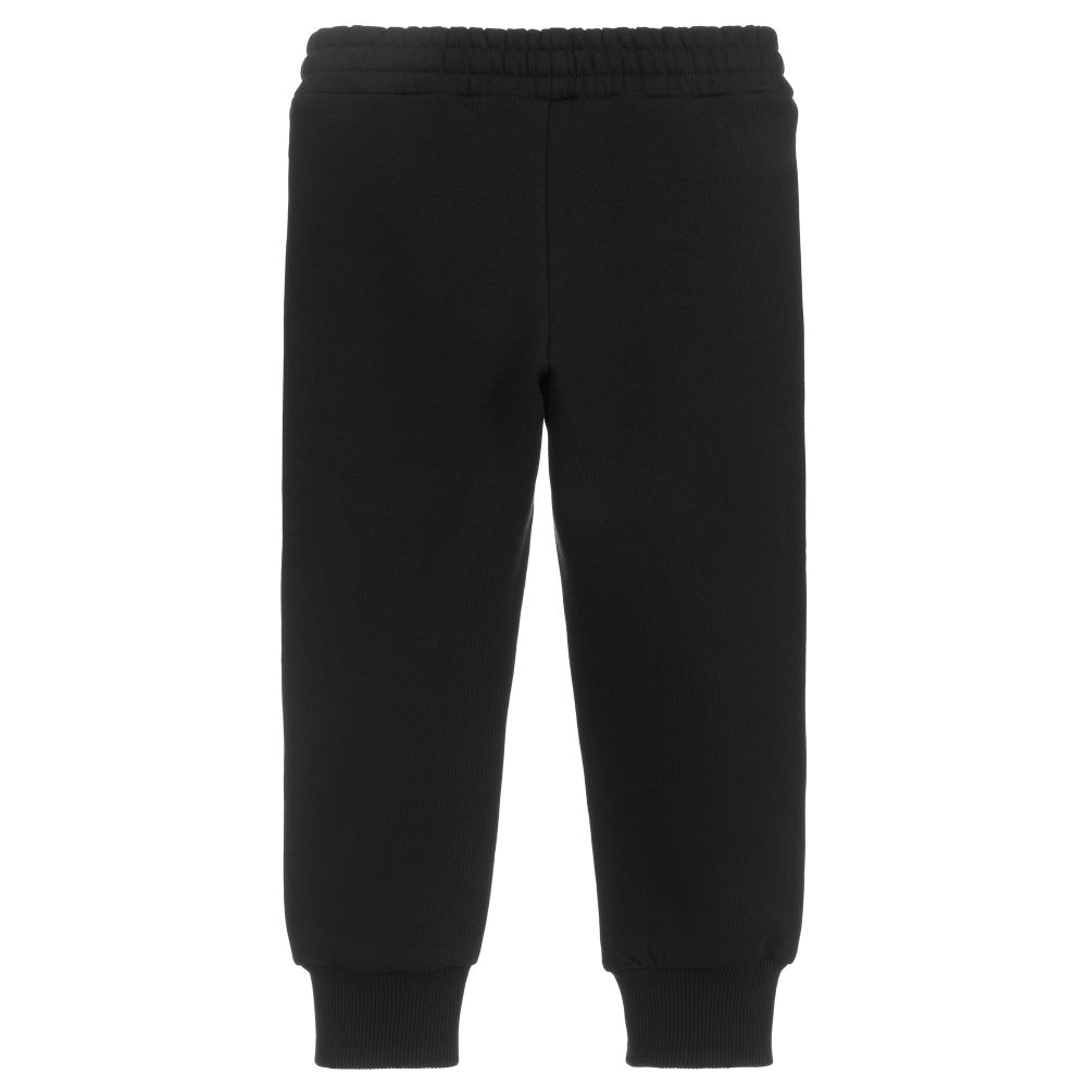 Boys Black Logo Cotton Trousers