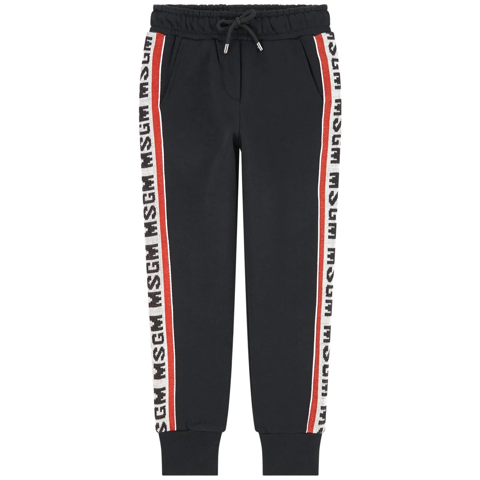 Boys Black Logo Cotton Trousers