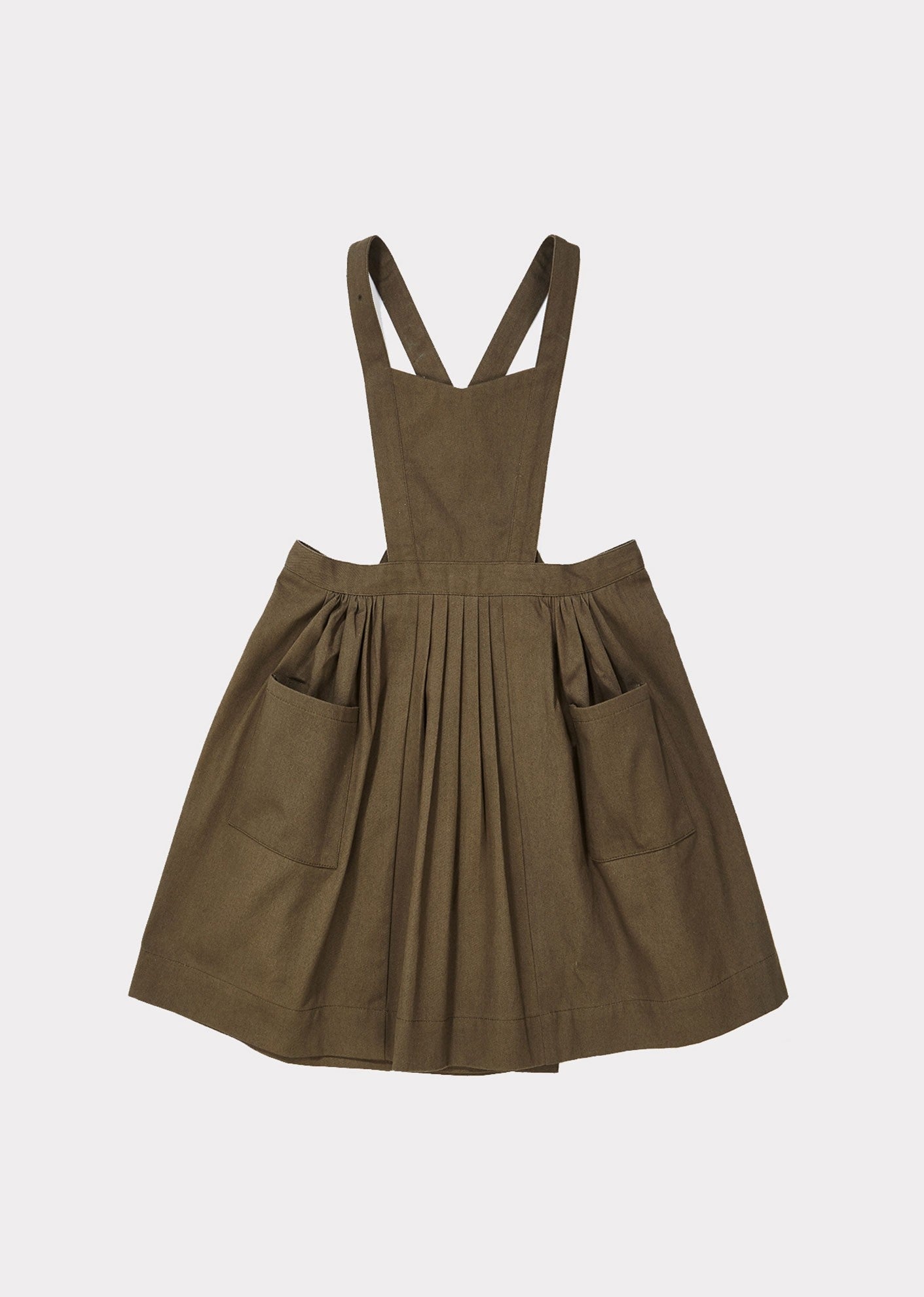 Girls Dark Green Cotton Strap Skirt