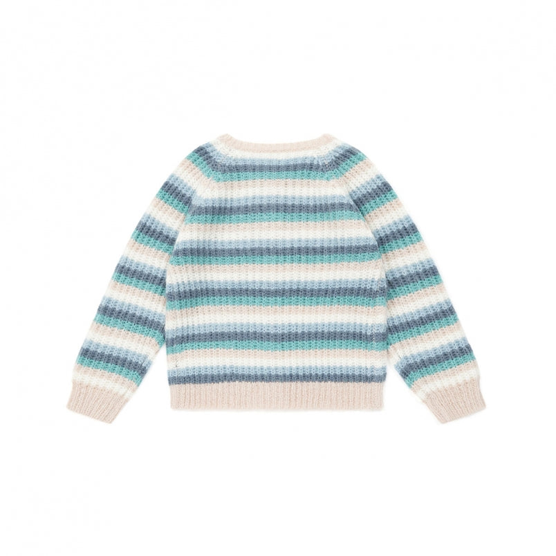 Girls Blue Striped Cardigan