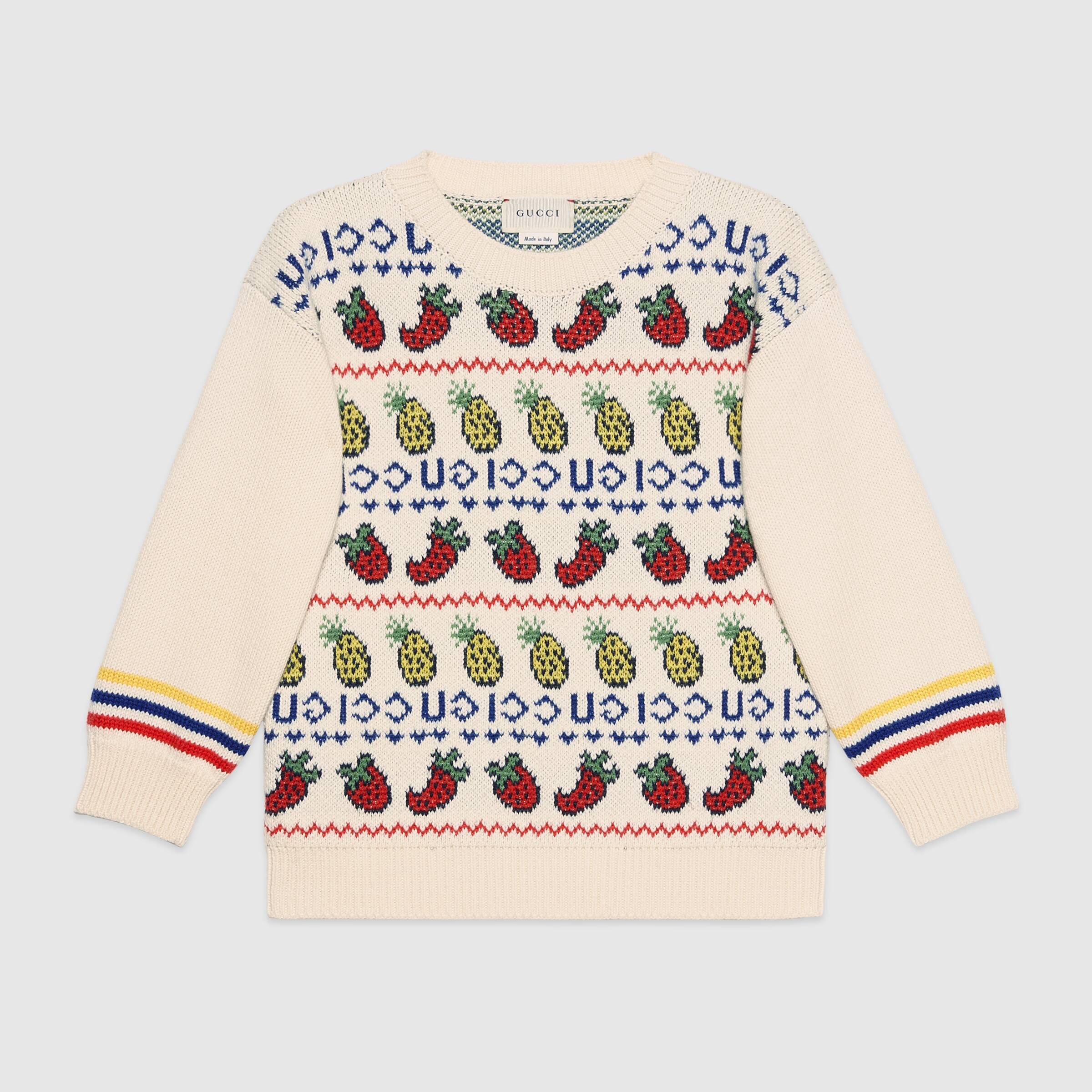 Girls White Pineapple And Strawberry Sweater