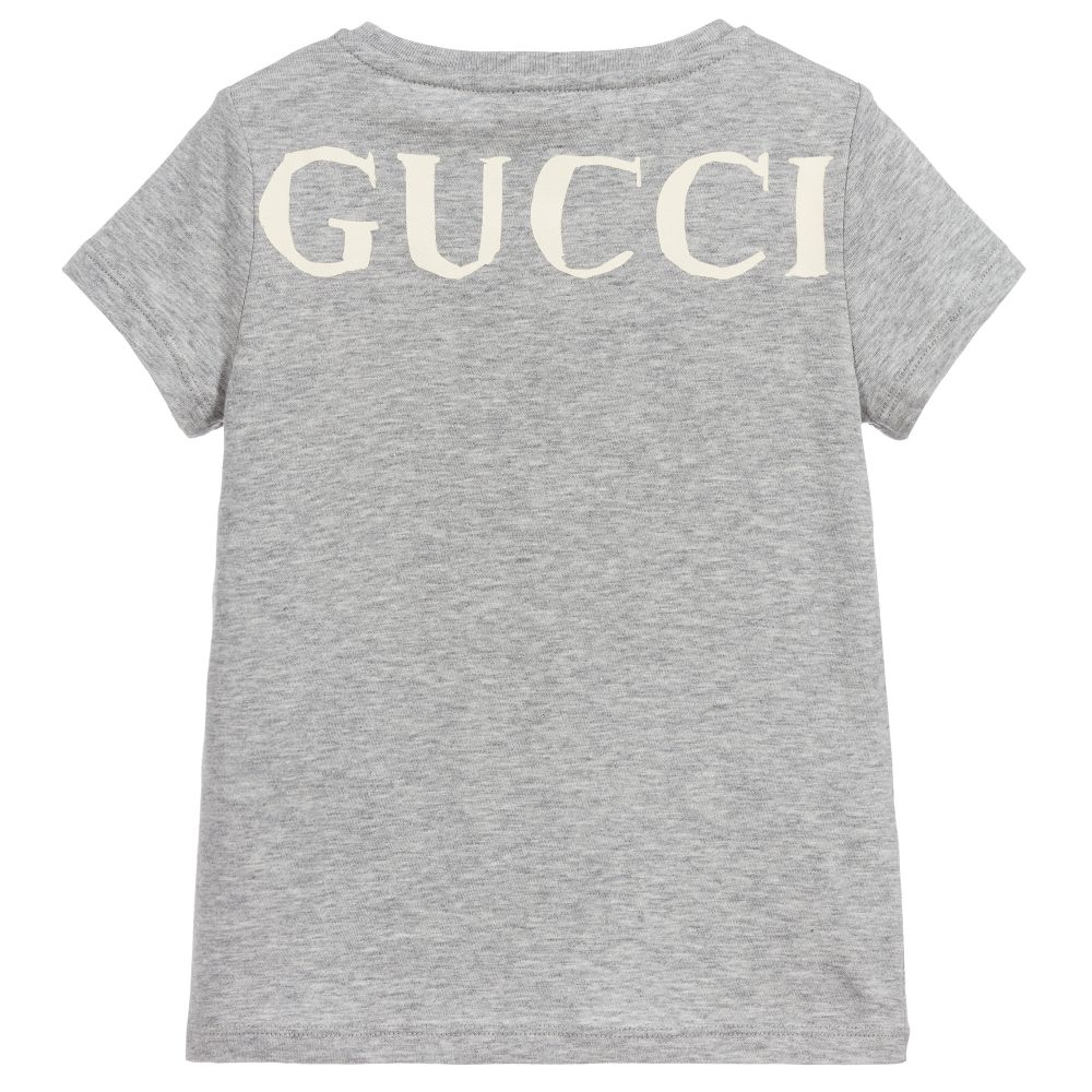 Girls Grey Printed Cotton T-shirt