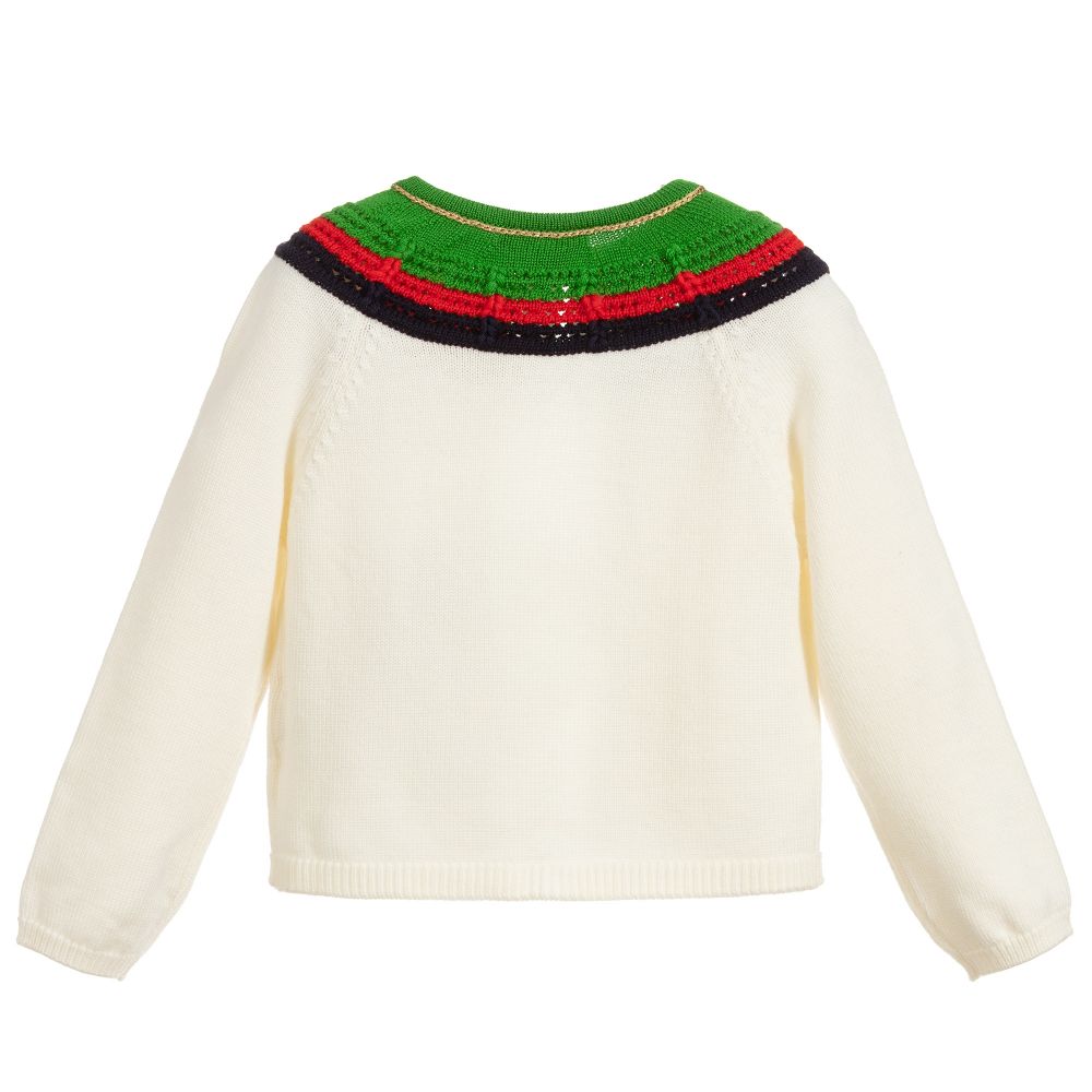 Baby Girls White Wool Cardigan