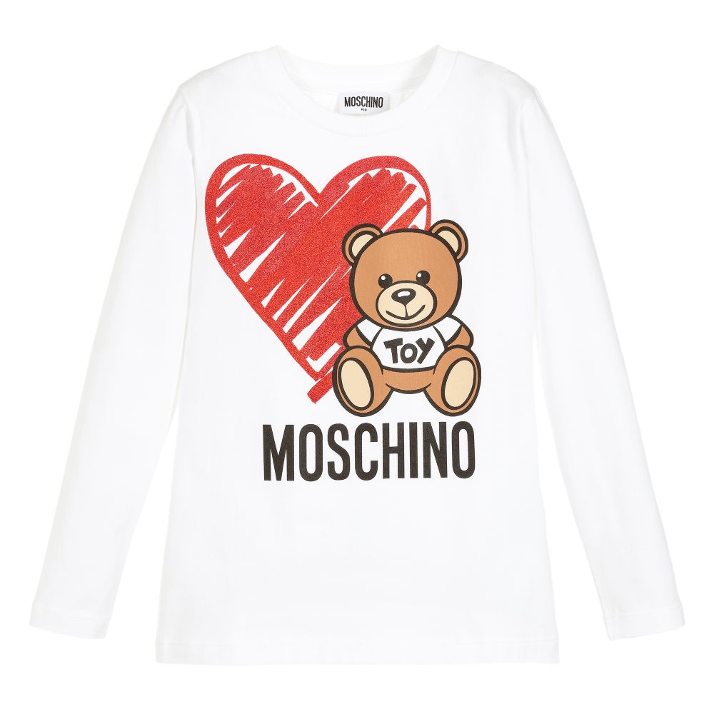 Girls White Printing Toy Long Sleeves Cotton T-shirt