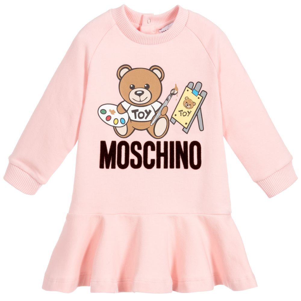 Baby Girls Pink Logo Cotton Dress
