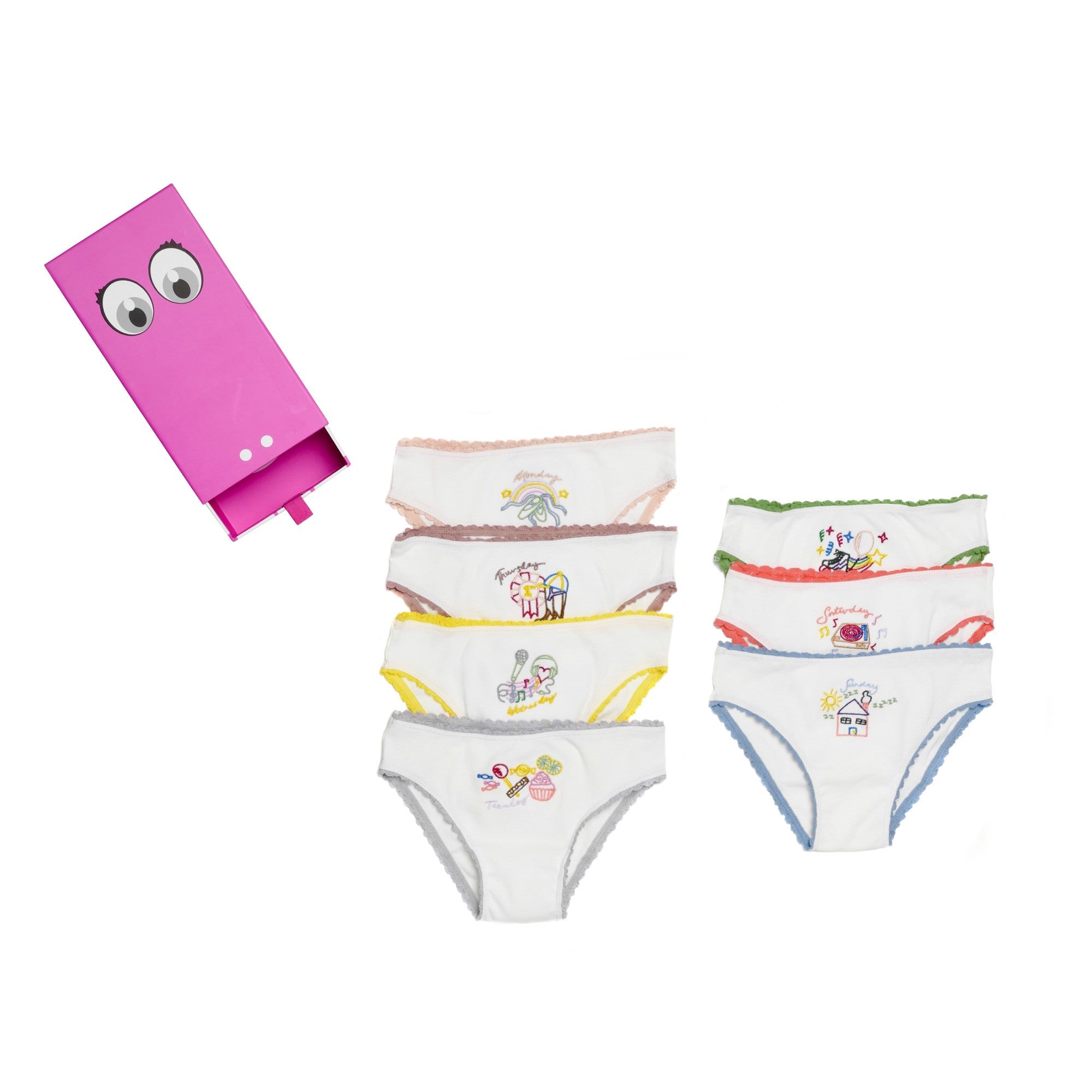 Girls White Organic Cotton 'Peonie' Knickers 7 Pack Gift Set - CÉMAROSE | Children's Fashion Store