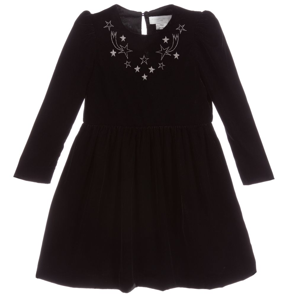 Girls Black Velvet Dress