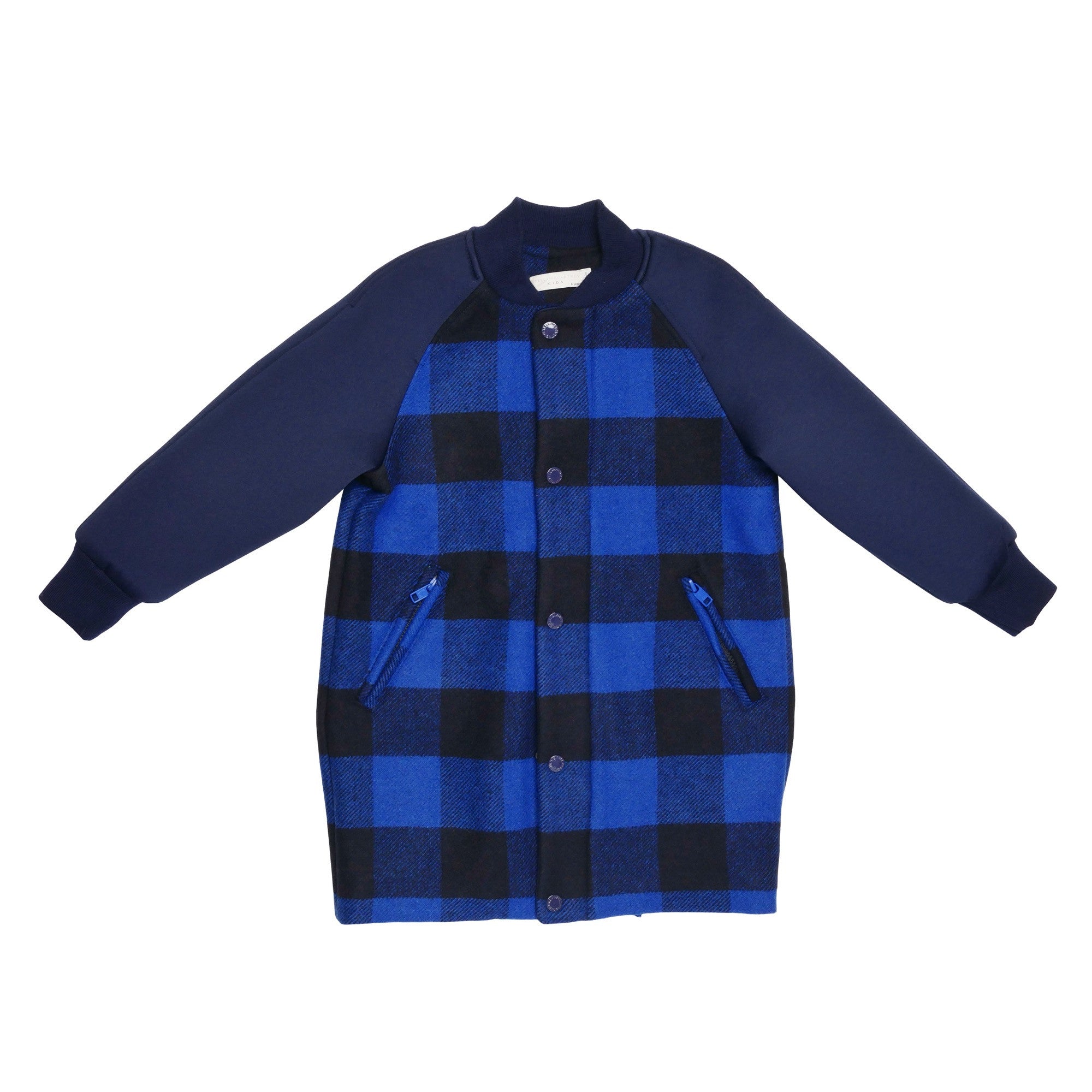 Girls Blue Check Cotton 'Renae' Coat - CÉMAROSE | Children's Fashion Store