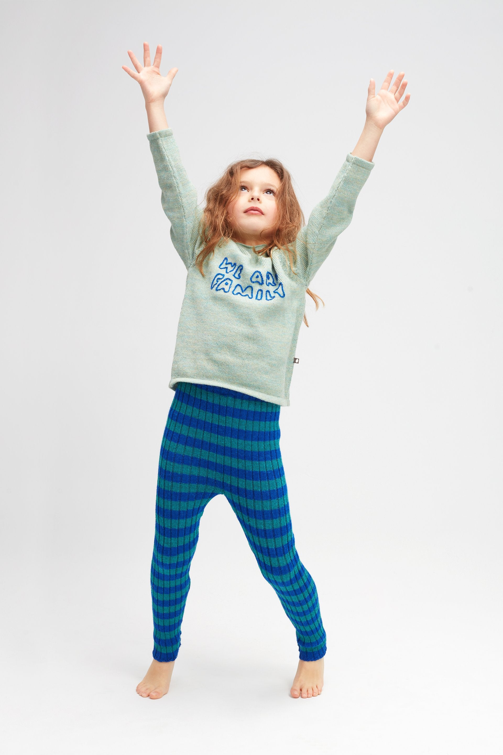 Girls Blue Striped Alpaca Trousers