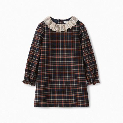 Girls Navy Check Dress