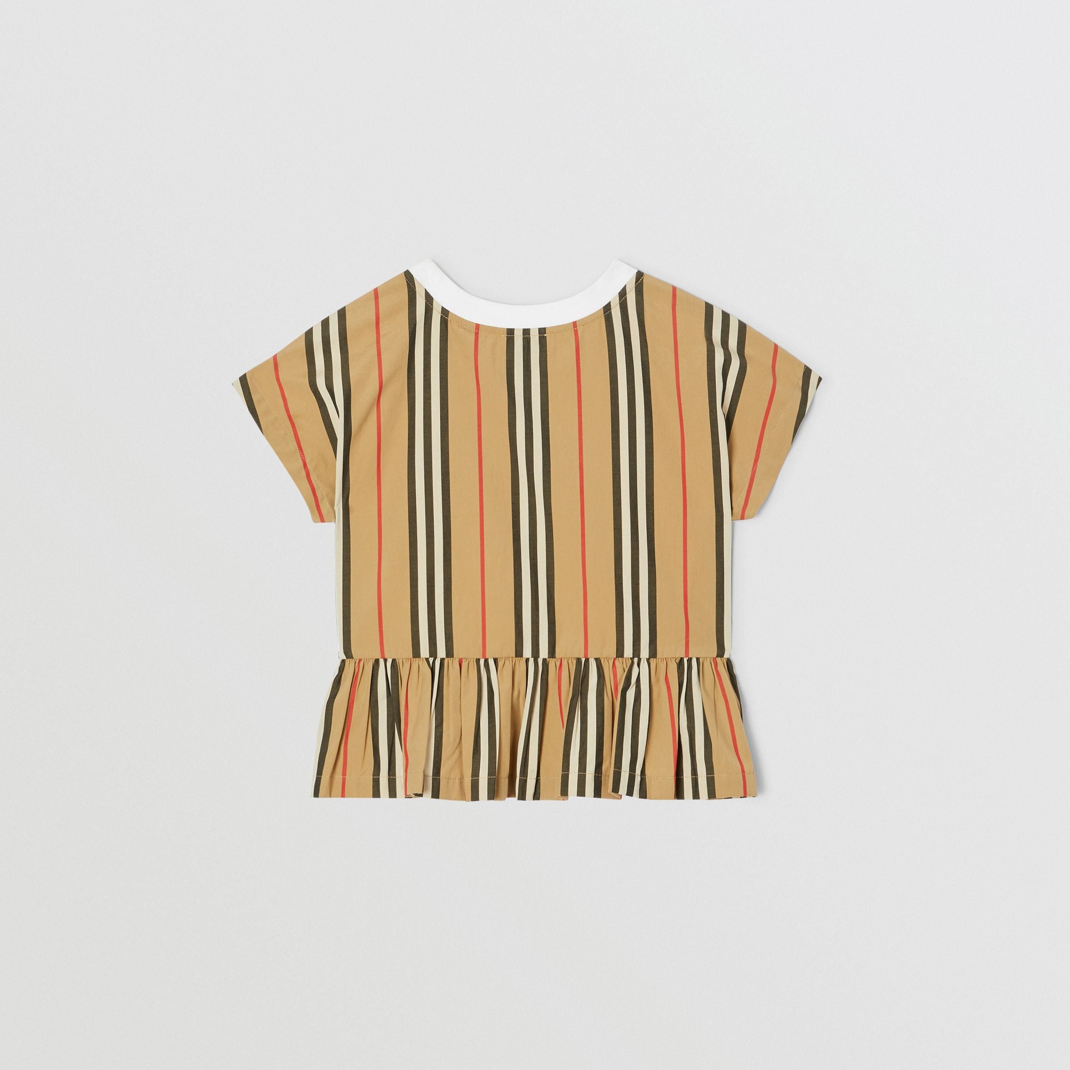 Girls White & Archive Beige Cotton T-shirt
