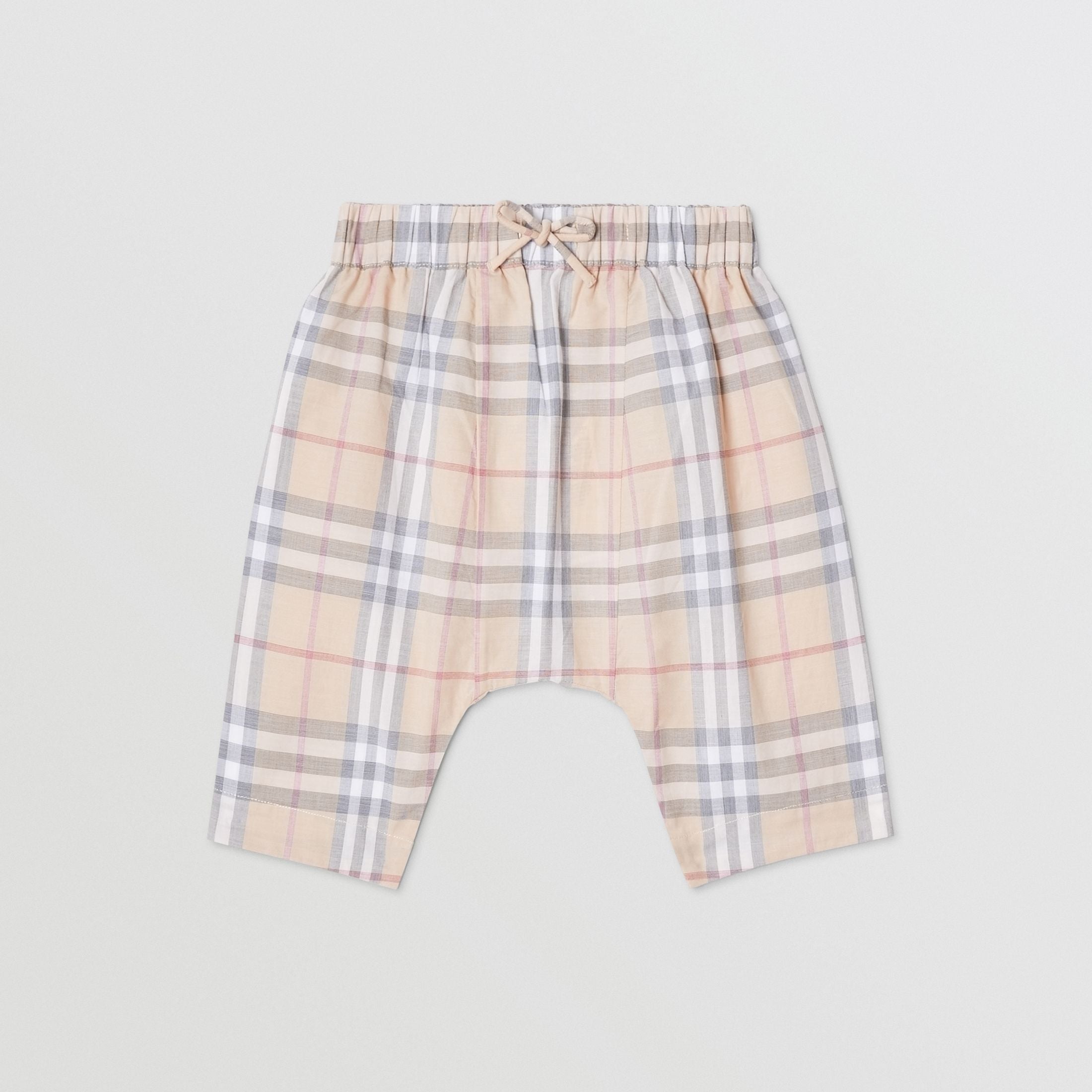 Baby Boys & Girls Beige Check Cotton Trousers
