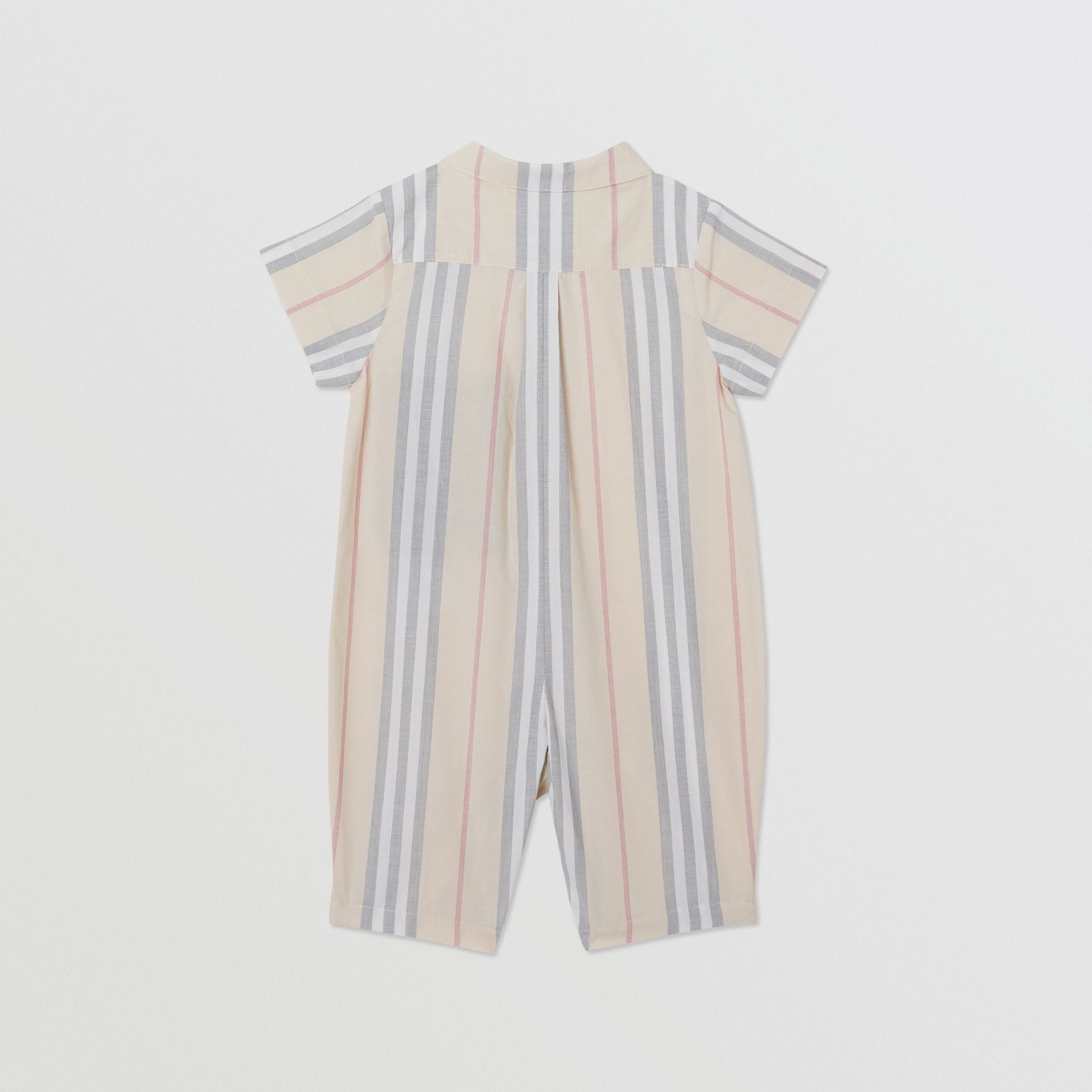 Baby Boys & Girls Beige Striped Cotton Babysuit