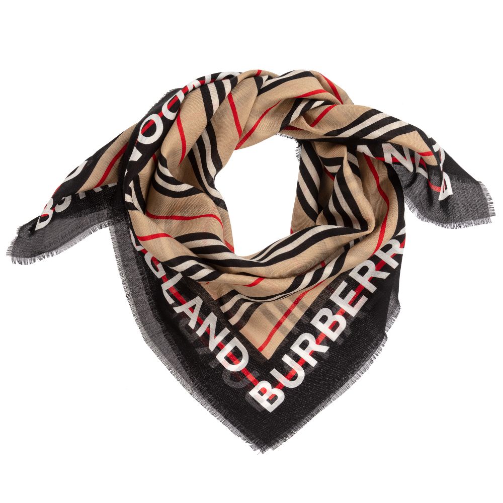 Boys & Girls Beige Striped Cotton Scarve(65cm)