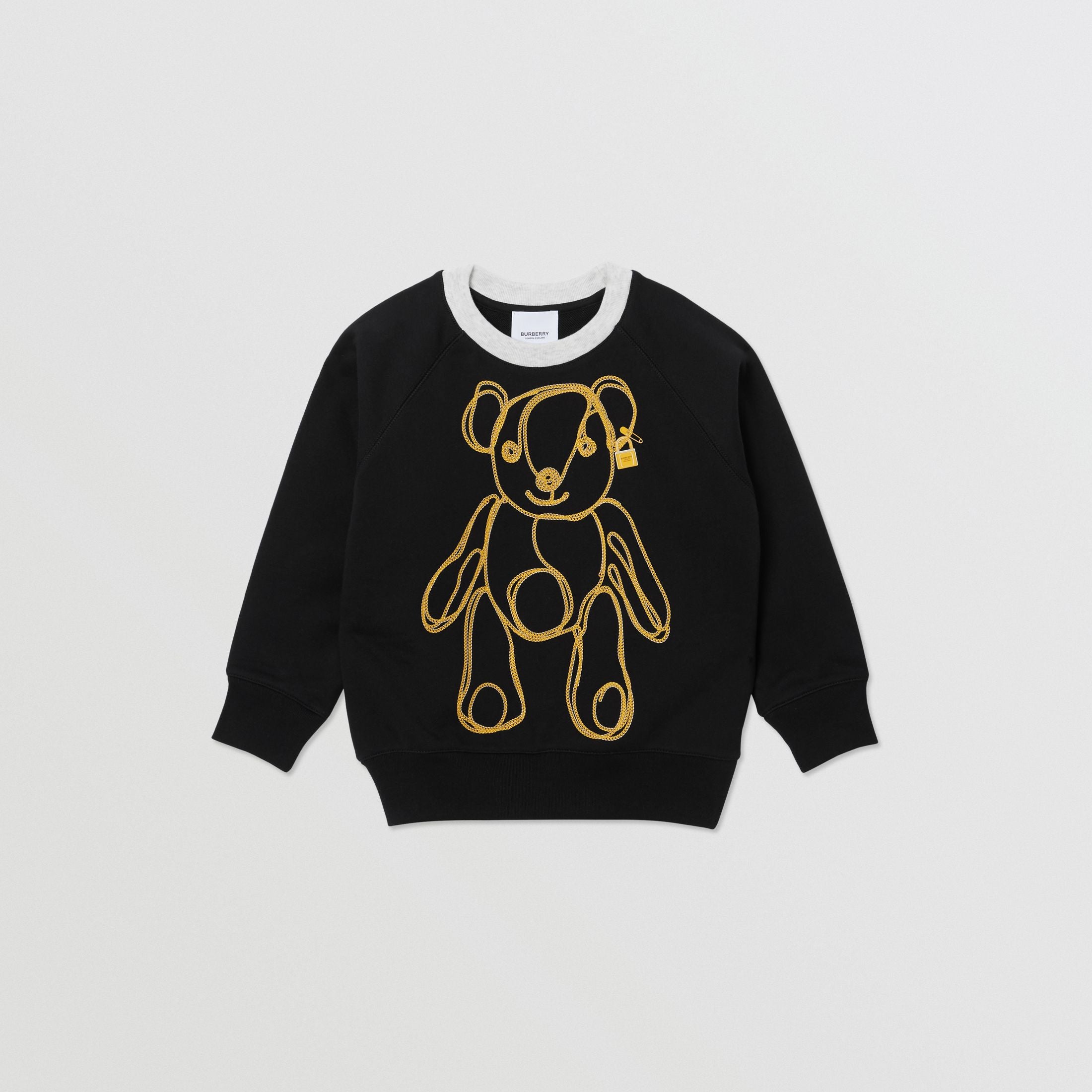 Girls Black Pattern Cotton Sweatshirt